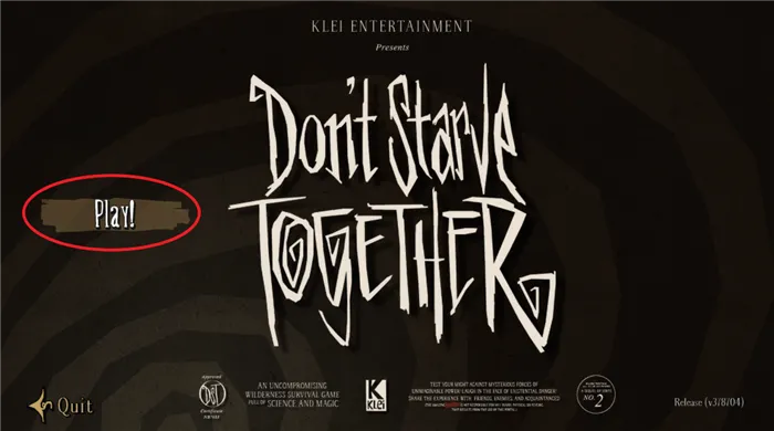 A view of the main menu screen of the game Dont Starve Together