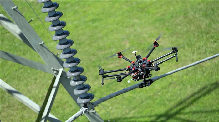drones working energy companies survey power lines