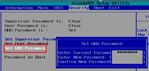 установка пароля на жесткий диск ноутбука