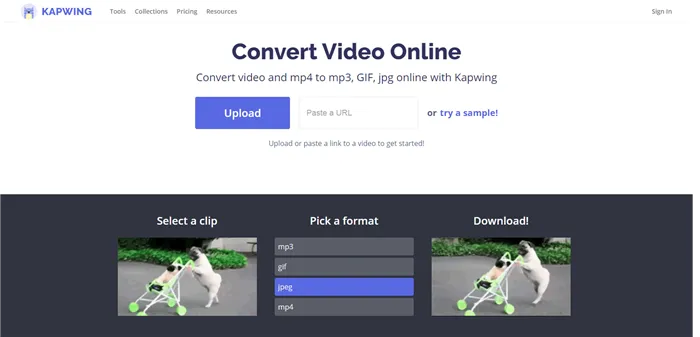 Скриншот как конвертировать формат видео для igtv через Капвинг