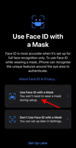 Использование FaceID с маской