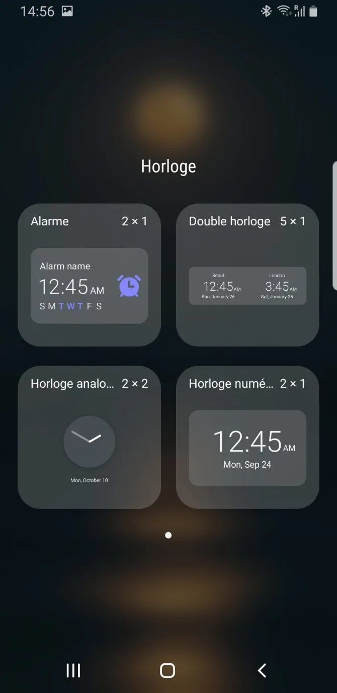 Различные виджеты Horloge Android
