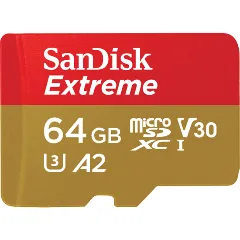 Карта памяти Sandisk Extreme UHS-I U3 V30 A2 + ADP (160/60 МБ/с) Micro SDXC 64Gb