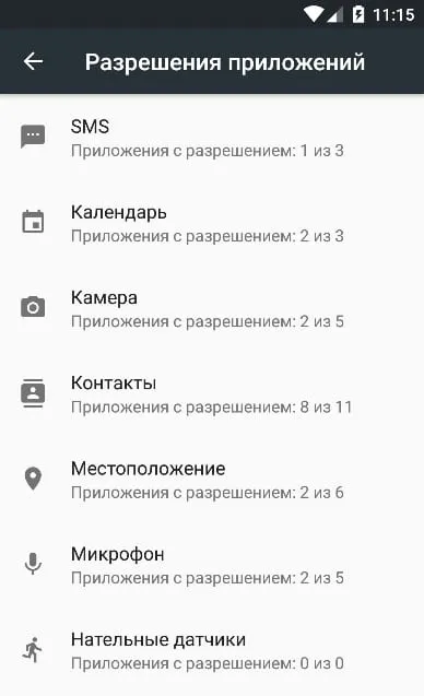 Управление правами на приложения Android