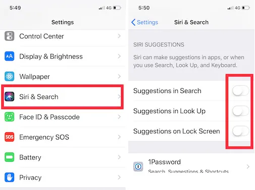 2 Поиск на iPhone с iOS 12 с выключенной или отключенной siri