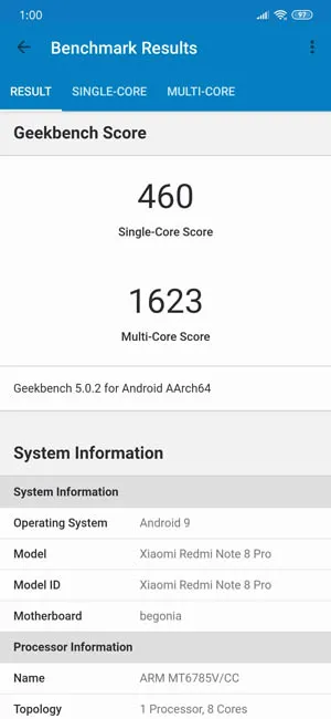 Geekbench 4 Redmi Note 8 Pro