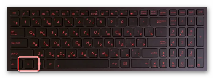Использование клавиши Fn на клавиатуре ноутбука ASUS
