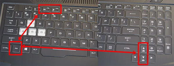 Комбинации клавиш яркости клавиатуры