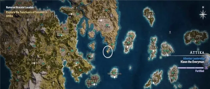 Македонские браслеты - Карта поиска для Assassin's Creed Odyssey