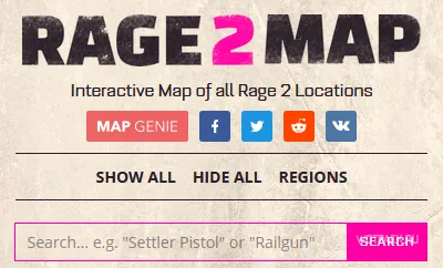 Rage 2 - меню информации о карте