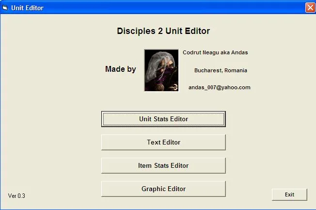 Начальный экран Disciples II Unit Editor