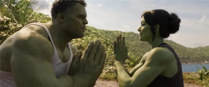 Марк Руффало (Mark Ruffalo) и Татьяна Маслани (Tatiana Maslany) в сериале «Женщина-Халк / She-Hulk: Attorney at Law» (2022)