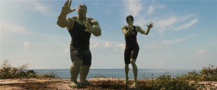 Марк Руффало (Mark Ruffalo) и Татьяна Маслани (Tatiana Maslany) в сериале «Женщина-Халк / She-Hulk: Attorney at Law» (2022)
