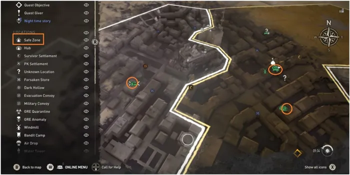 Dying Light 2 Поиск безопасных зон на карте