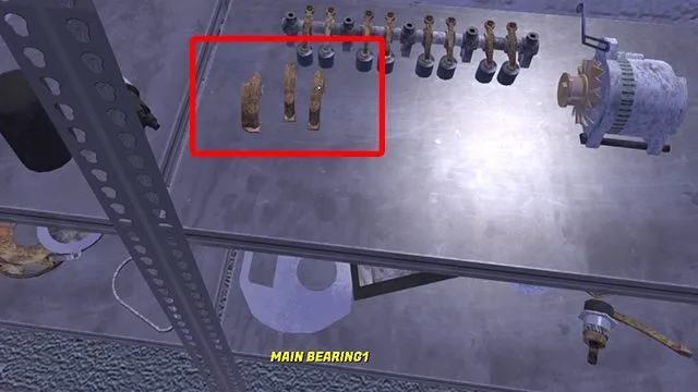 You can find Main Bearings on the shelf. - Engine and Gearbox of the Satsuma car | My Summer Car - Assembling the Satsuma car - My Summer Car Guide