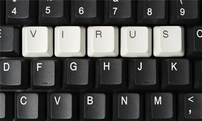 Keyboard that says virus