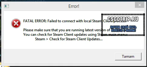 Fatal Error failed to connect to local steam client process кс го