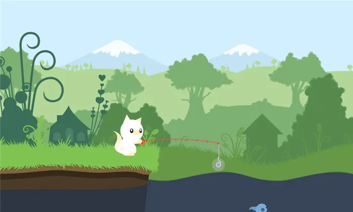 Мультяшная игра о рыбалке: Cat goes fishing (Кот идет на рыбалку)