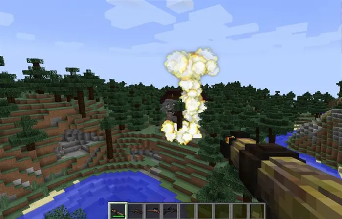 Момент взрыва в Minecraft