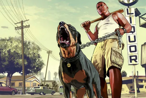 Франклин с собакой Чоп в GTA 5